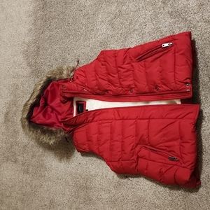 Red puffer vest
